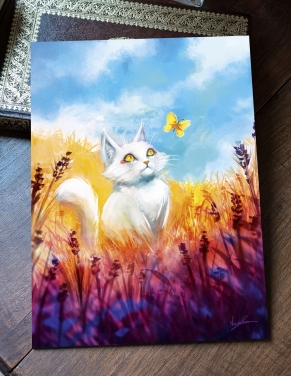 Chat blanc (Œuvre originale) – Tableau PVC | Namwhan