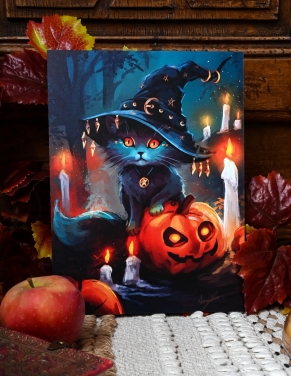 Chat d'halloween (Œuvre originale) – Tableau PVC | Namwhan